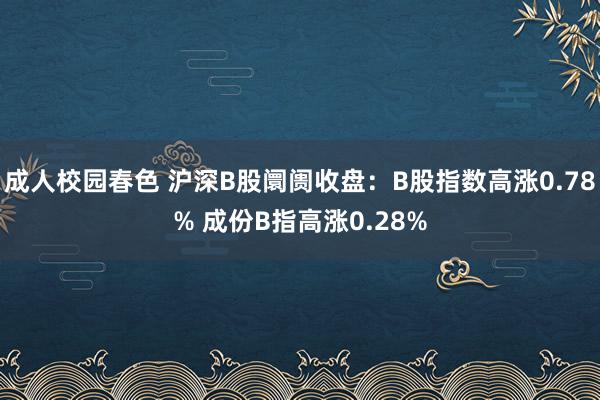 成人校园春色 沪深B股阛阓收盘：B股指数高涨0.78% 成份B指高涨0.28%