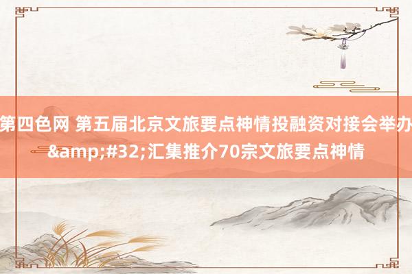 第四色网 第五届北京文旅要点神情投融资对接会举办&#32;汇集推介70宗文旅要点神情