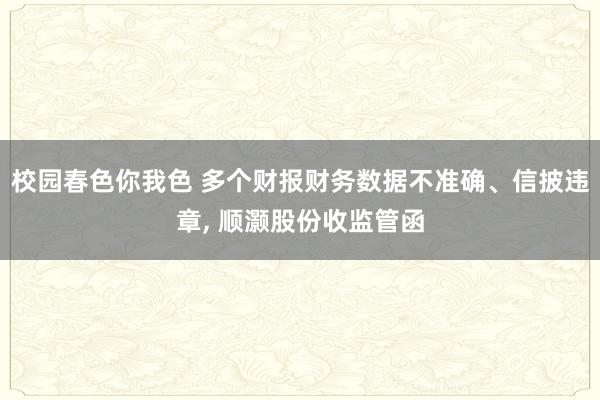 校园春色你我色 多个财报财务数据不准确、信披违章， 顺灏股份收监管函