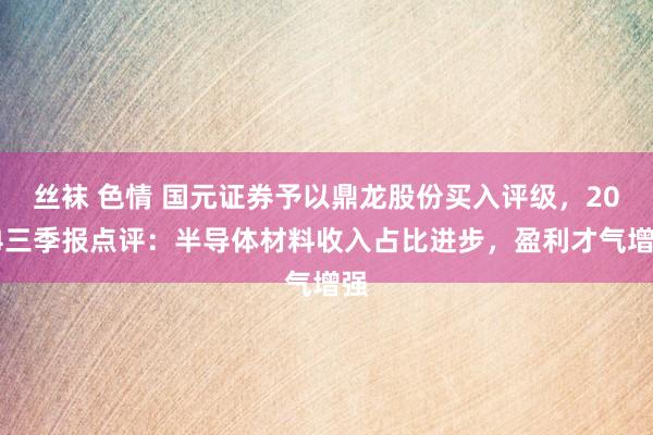 丝袜 色情 国元证券予以鼎龙股份买入评级，2024三季报点评：半导体材料收入占比进步，盈利才气增强