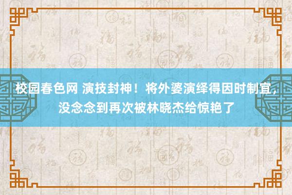 校园春色网 演技封神！将外婆演绎得因时制宜，没念念到再次被林晓杰给惊艳了
