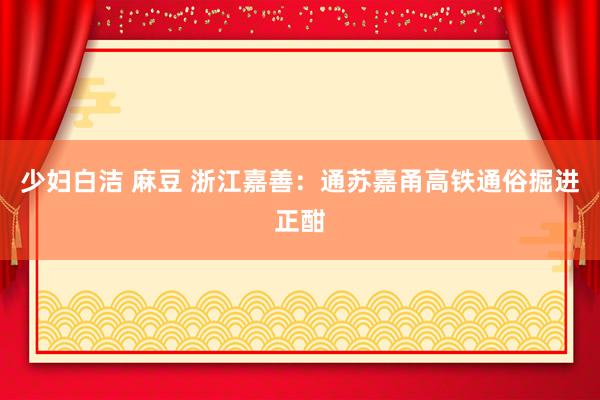 少妇白洁 麻豆 浙江嘉善：通苏嘉甬高铁通俗掘进正酣
