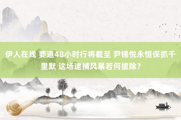 伊人在线 要道48小时行将截至 尹锡悦永恒保抓千里默 这场逮捕风暴若何拔除？