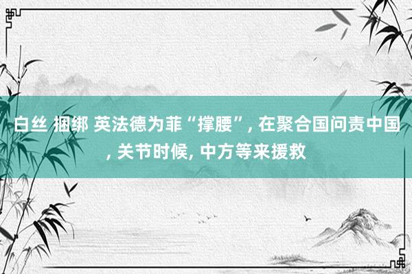 白丝 捆绑 英法德为菲“撑腰”， 在聚合国问责中国， 关节时候， 中方等来援救