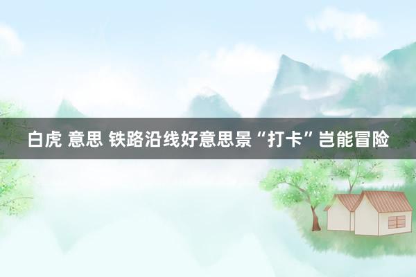 白虎 意思 铁路沿线好意思景“打卡”岂能冒险