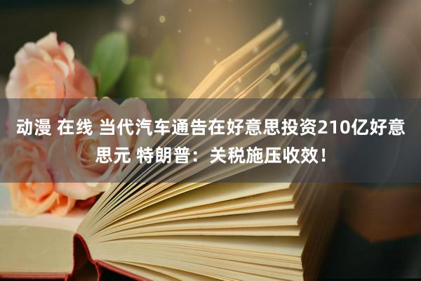 动漫 在线 当代汽车通告在好意思投资210亿好意思元 特朗普：关税施压收效！