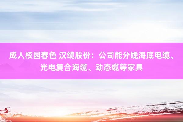 成人校园春色 汉缆股份：公司能分娩海底电缆、光电复合海缆、动态缆等家具