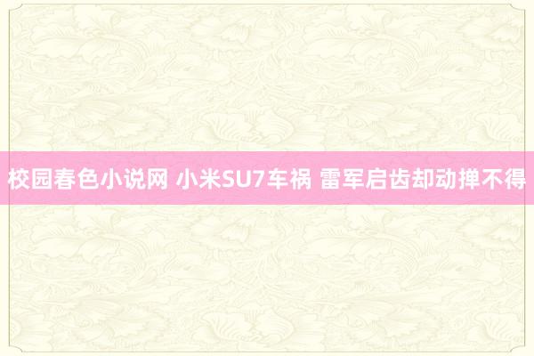 校园春色小说网 小米SU7车祸 雷军启齿却动掸不得