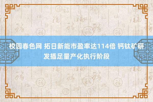 校园春色网 拓日新能市盈率达114倍 钙钛矿研发插足量产化执行阶段