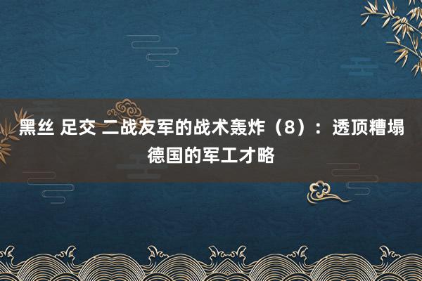 黑丝 足交 二战友军的战术轰炸（8）：透顶糟塌德国的军工才略