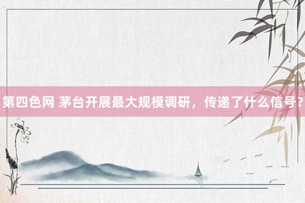 第四色网 茅台开展最大规模调研，传递了什么信号？