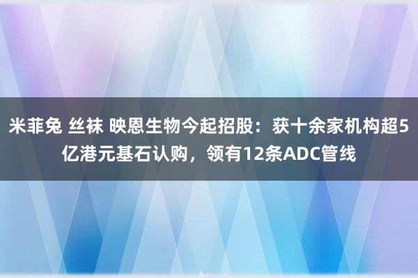 米菲兔 丝袜 映恩生物今起招股：获十余家机构超5亿港元基石认购，领有12条ADC管线