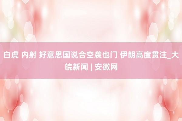 白虎 内射 好意思国说合空袭也门 伊朗高度贯注_大皖新闻 | 安徽网