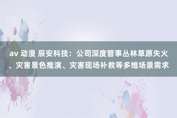 av 动漫 辰安科技：公司深度管事丛林草原失火、灾害景色推演、灾害现场补救等多维场景需求