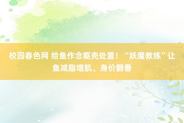 校园春色网 给鱼作念躯壳处置！“妖魔教练”让鱼减脂增肌、身价翻番