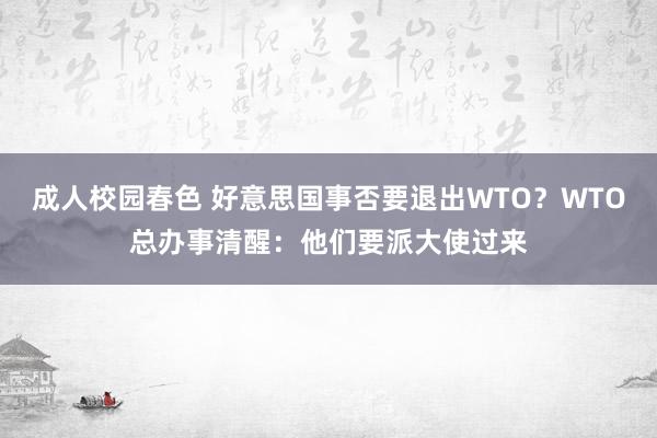 成人校园春色 好意思国事否要退出WTO？WTO总办事清醒：他们要派大使过来