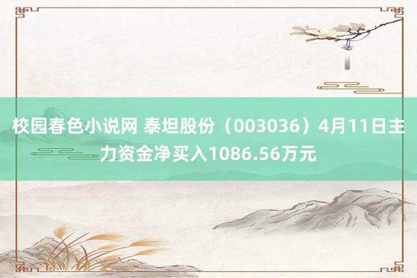 校园春色小说网 泰坦股份（003036）4月11日主力资金净买入1086.56万元