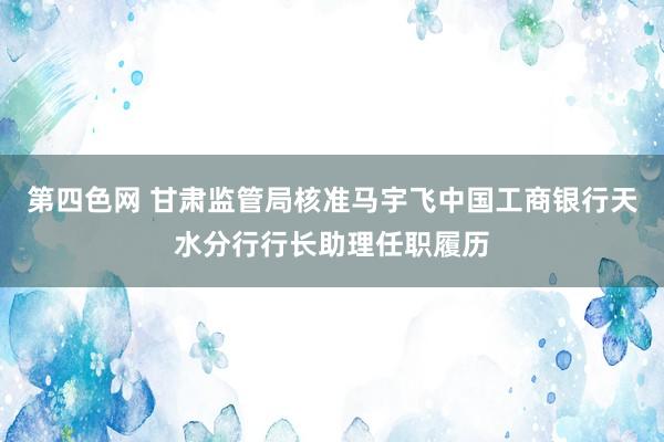 第四色网 甘肃监管局核准马宇飞中国工商银行天水分行行长助理任职履历