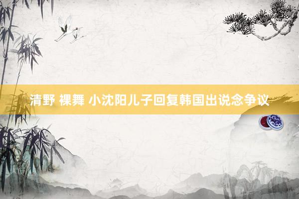 清野 裸舞 小沈阳儿子回复韩国出说念争议